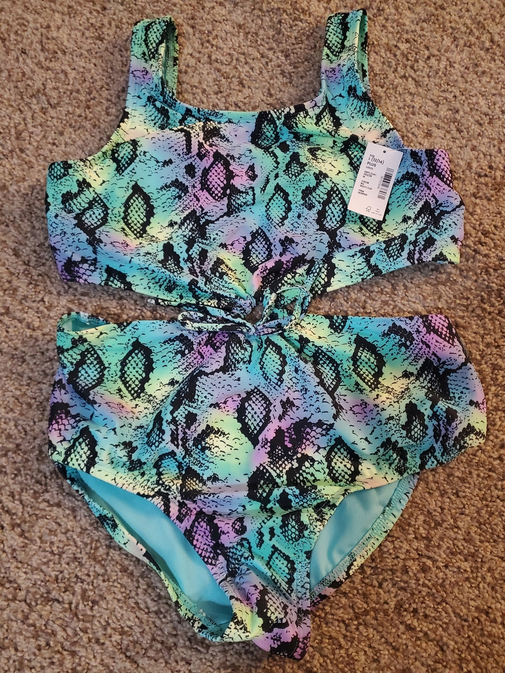 Sugar And Jade Kids Rainbow Snake-Print Two-Piece Swimsuit - Multicolor